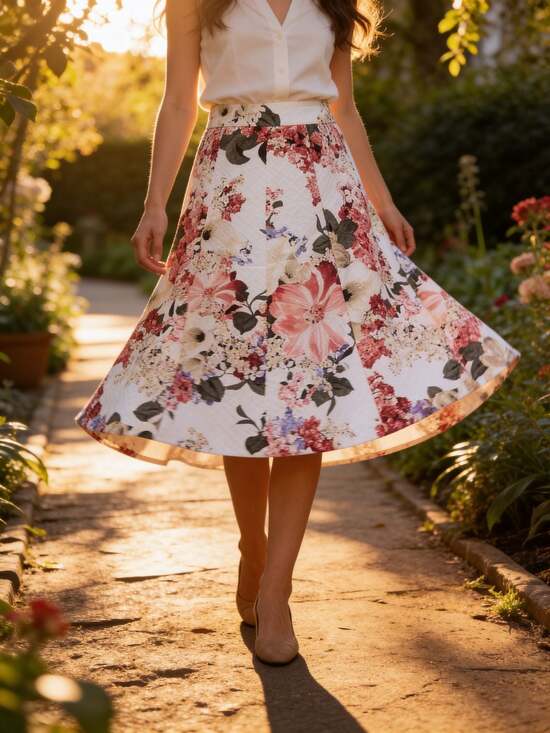 White House Black Market Dresses & Skirts - White House Black Market Vibrant White and Pink Floral Textured Pleated A-Line M